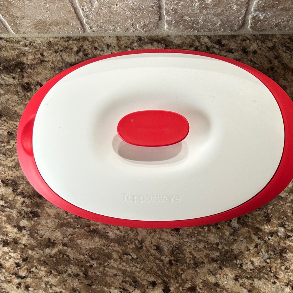 Tupperware Red and White Food Storage Container with spoon